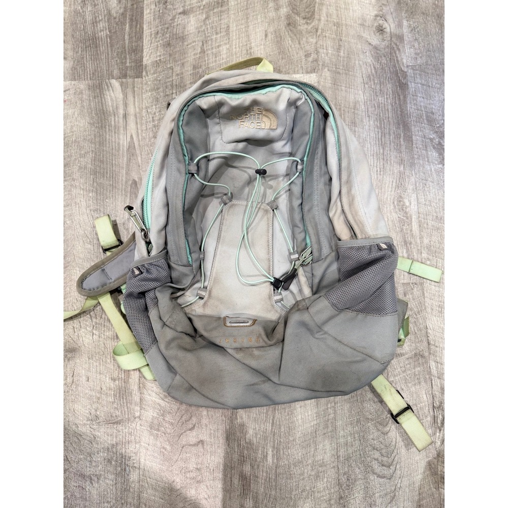 The North Face Jester Backpack Grey Mint Green Laptop Bag Outdoor Hiking
